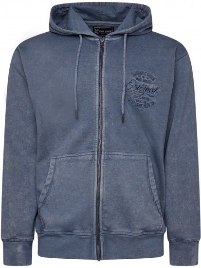 Kam Jeans 7082 Garment DYE with Zipper Hoodie Vintage Indigo - Mikiny & mikiny s kapucí - Mikiny & Mikiny s kapucí 2XL-12XL