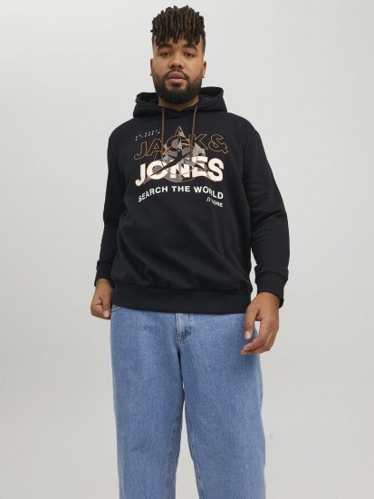 Jack & Jones Hunt Hoodie Black - Mikiny & mikiny s kapucí - Mikiny & Mikiny s kapucí 2XL-12XL
