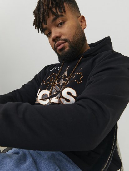 Jack & Jones Hunt Hoodie Black - Mikiny & mikiny s kapucí - Mikiny & Mikiny s kapucí 2XL-12XL