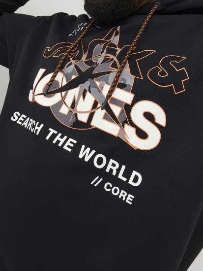 Jack & Jones Hunt Hoodie Black - Mikiny & mikiny s kapucí - Mikiny & Mikiny s kapucí 2XL-12XL