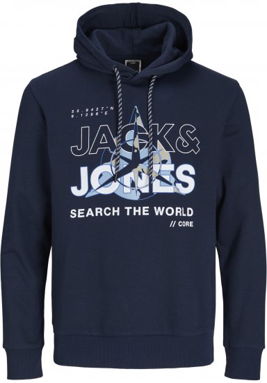 Jack & Jones Hunt Hoodie Navy - Mikiny & mikiny s kapucí - Mikiny & Mikiny s kapucí 2XL-12XL
