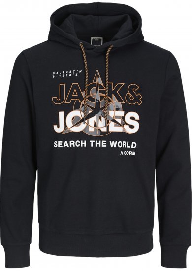 Jack & Jones Hunt Hoodie Black - Mikiny & mikiny s kapucí - Mikiny & Mikiny s kapucí 2XL-12XL
