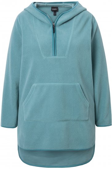 Ulla Popken Teddy Fleece Hooded Zip Neck Sweatshirt Ice Green - Mikiny & mikiny s kapucí - 