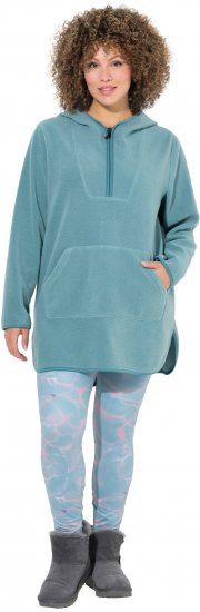 Ulla Popken Teddy Fleece Hooded Zip Neck Sweatshirt Ice Green - Mikiny & mikiny s kapucí - 