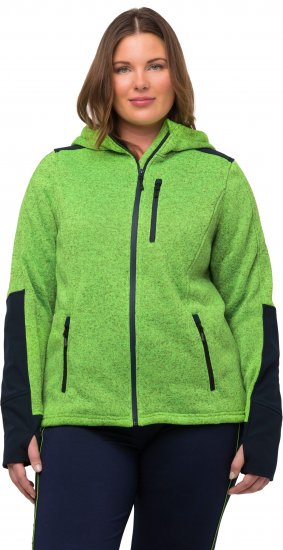 Ulla Popken Contrast Inserts Sweater Knit Hoodie Light Green - Mikiny & mikiny s kapucí - 