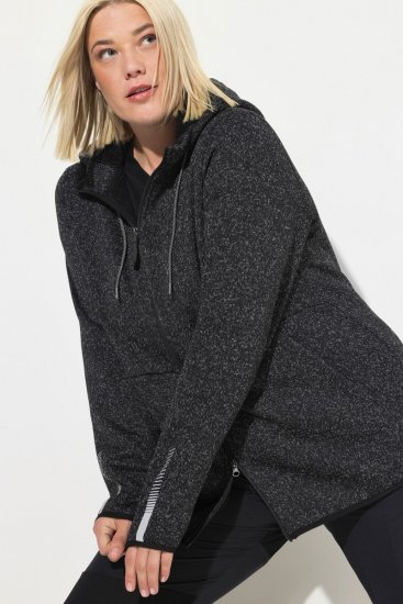 Ulla Popken Sweater Knit Fleece Hoodie Black - Mikiny & mikiny s kapucí - Pohodlné mikiny, hoodie a pleteniny