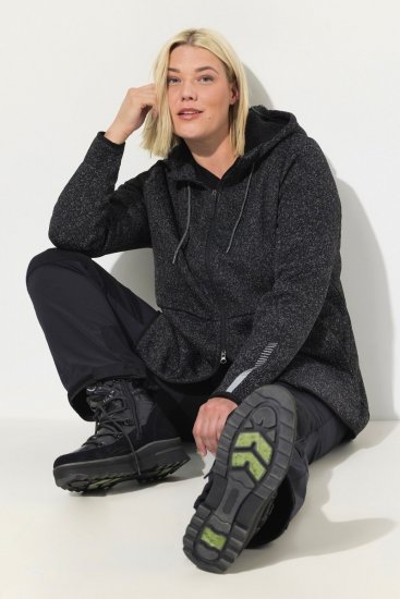 Ulla Popken Sweater Knit Fleece Hoodie Black - Mikiny & mikiny s kapucí - Pohodlné mikiny, hoodie a pleteniny
