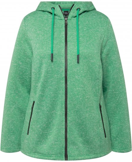 Ulla Popken Melange Knit Fleece Lined Hoodie Spring Green - Mikiny & mikiny s kapucí - 