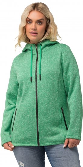 Ulla Popken Melange Knit Fleece Lined Hoodie Spring Green - Mikiny & mikiny s kapucí - 