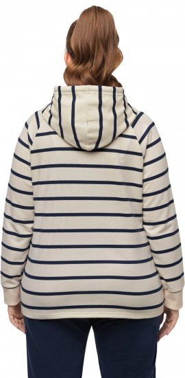 Ulla Popken Stripe Print Loungewear Hoodie Chalk - Mikiny & mikiny s kapucí - 