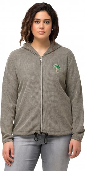 Ulla Popken Drawstring Hem Zip-Up Hoodie Grey - Mikiny & mikiny s kapucí - 