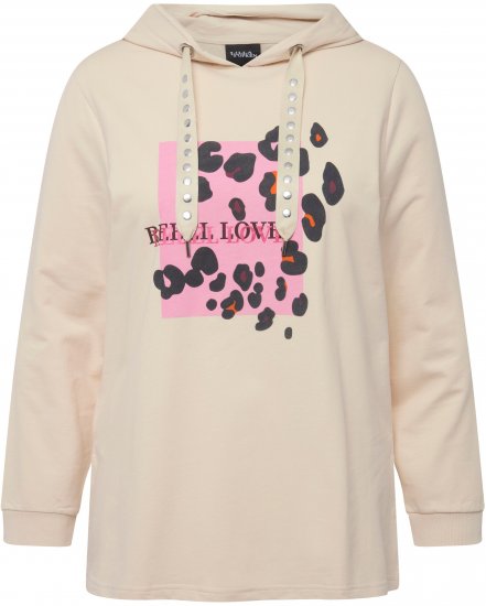 Ulla Popken REBEL LOVE Long Sleeve Graphic Hoodie Vanilla - Mikiny & mikiny s kapucí - 