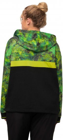 Ulla Popken Mineral Print Quick Dry Hoodie Black - Mikiny & mikiny s kapucí - 