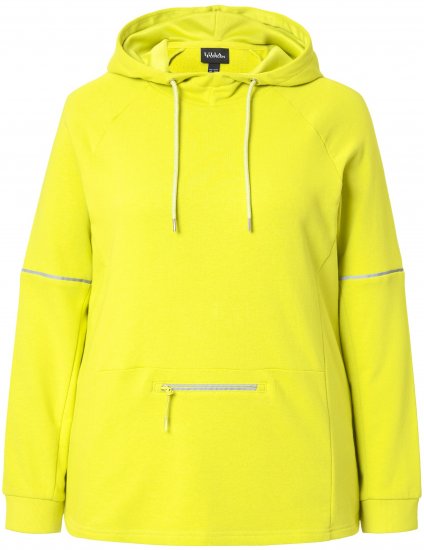 Ulla Popken Zippered Pocket and Reflective Piping Hoodie Green Apple - Mikiny & mikiny s kapucí - 