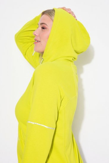 Ulla Popken Zippered Pocket and Reflective Piping Hoodie Green Apple - Mikiny & mikiny s kapucí - Pohodlné mikiny, hoodie a pleteniny