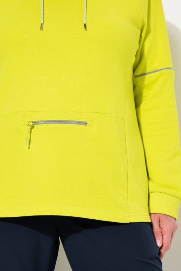 Ulla Popken Zippered Pocket and Reflective Piping Hoodie Green Apple - Mikiny & mikiny s kapucí - Pohodlné mikiny, hoodie a pleteniny