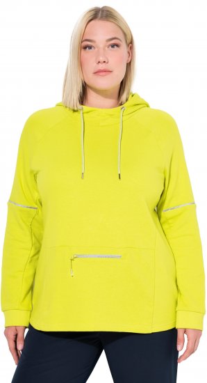 Ulla Popken Zippered Pocket and Reflective Piping Hoodie Green Apple - Mikiny & mikiny s kapucí - 