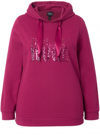 Ulla Popken Rock Sequined Hoodie Ruby - Mikiny & mikiny s kapucí - 