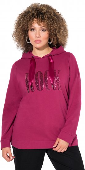 Ulla Popken Rock Sequined Hoodie Ruby - Mikiny & mikiny s kapucí - 