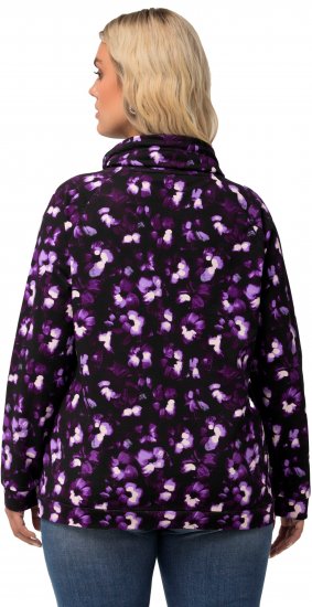 Ulla Popken Floral Print Drawstring Collar Hoodie Black - Mikiny & mikiny s kapucí - 