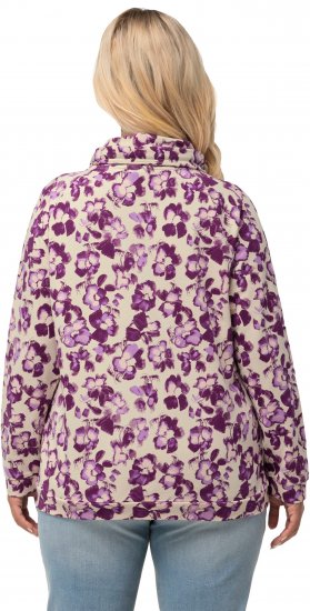 Ulla Popken Floral Print Drawstring Collar Hoodie Vanilla - Mikiny & mikiny s kapucí - 