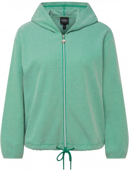 Ulla Popken Drawstring Hem Two-Tone Knit Hoodie Emerald Green - Mikiny & mikiny s kapucí - 