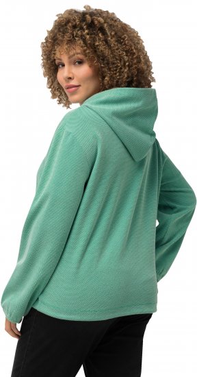 Ulla Popken Drawstring Hem Two-Tone Knit Hoodie Emerald Green - Mikiny & mikiny s kapucí - 