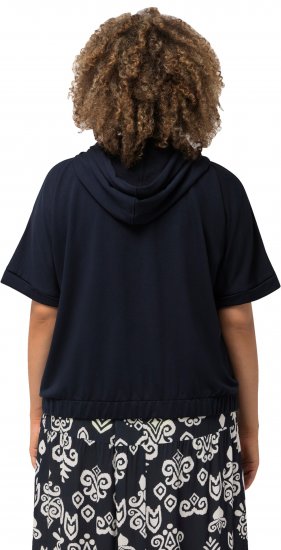 Ulla Popken Short Sleeve Zip-Up Hoodie Navy - Mikiny & mikiny s kapucí - 