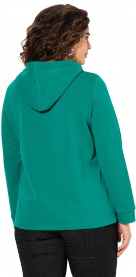 Ulla Popken Face Graphic Long Sleeve Hoodie Emerald Green - Mikiny & mikiny s kapucí - 