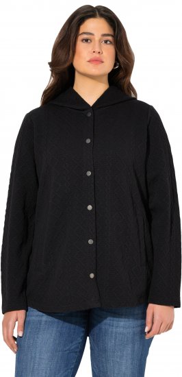 Ulla Popken Cable Knit Long Sleeve Hoodie Black - Mikiny & mikiny s kapucí - 