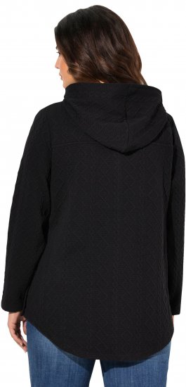 Ulla Popken Cable Knit Long Sleeve Hoodie Black - Mikiny & mikiny s kapucí - 