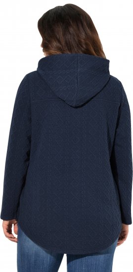 Ulla Popken Cable Knit Long Sleeve Hoodie Navy - Mikiny & mikiny s kapucí - 