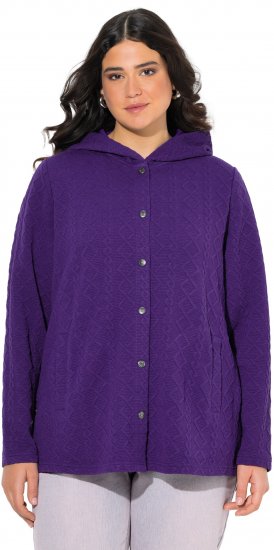 Ulla Popken Cable Knit Long Sleeve Hoodie Deep Violet - Mikiny & mikiny s kapucí - 