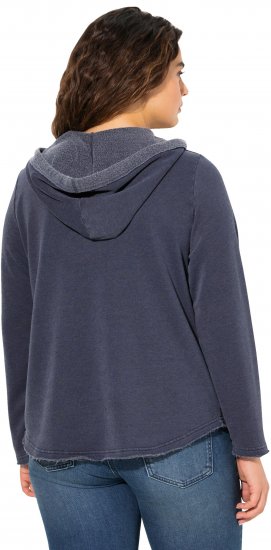 Ulla Popken Open Edged Long Sleeve V-Neck Hoodie Navy - Mikiny & mikiny s kapucí - 