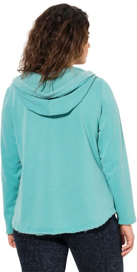 Ulla Popken Open Edged Long Sleeve V-Neck Hoodie Mint Green - Mikiny & mikiny s kapucí - 