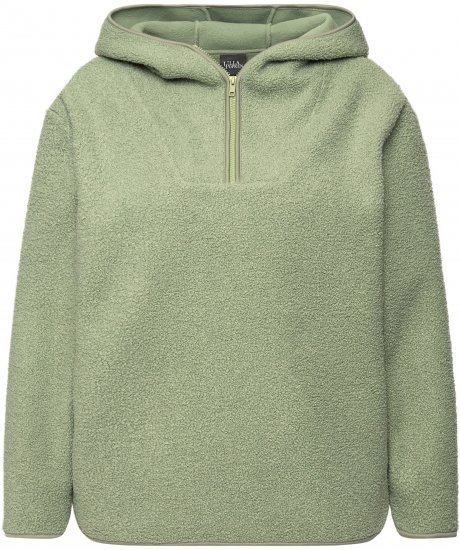 Ulla Popken Teddy Plush Long Sleeve Hoodie Sage Green - Mikiny & mikiny s kapucí - 