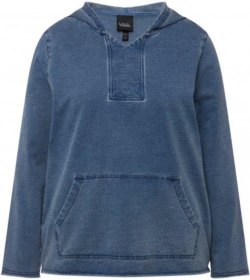 Ulla Popken Raw Hem Long Sleeve Hoodie Night Blue - Mikiny & mikiny s kapucí - 