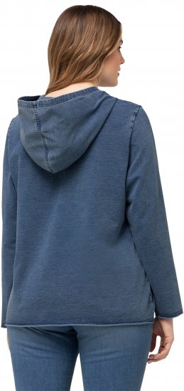Ulla Popken Raw Hem Long Sleeve Hoodie Night Blue - Mikiny & mikiny s kapucí - 