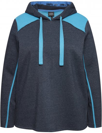 Ulla Popken Waffle Pique Contrast Color Hoodie Navy - Mikiny & mikiny s kapucí - 