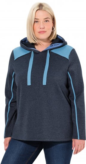 Ulla Popken Waffle Pique Contrast Color Hoodie Navy - Mikiny & mikiny s kapucí - 