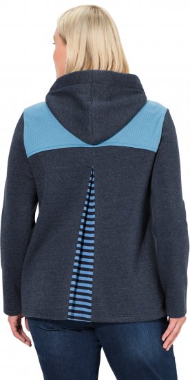 Ulla Popken Waffle Pique Contrast Color Hoodie Navy - Mikiny & mikiny s kapucí - 
