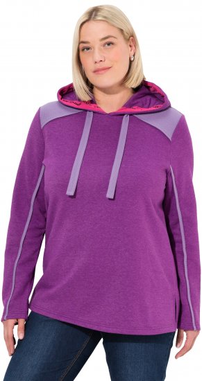 Ulla Popken Waffle Pique Contrast Color Hoodie Dark Purple - Mikiny & mikiny s kapucí - 