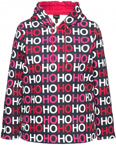 Ulla Popken Ho Ho Ho Lettering Hooded Sweatshirt Navy - Mikiny & mikiny s kapucí - 