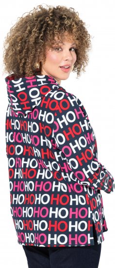 Ulla Popken Ho Ho Ho Lettering Hooded Sweatshirt Navy - Mikiny & mikiny s kapucí - 
