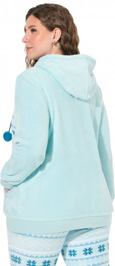 Ulla Popken Plush Alpine Striped Motif Loungewear Hoodie Baby Blue - Mikiny & mikiny s kapucí - 