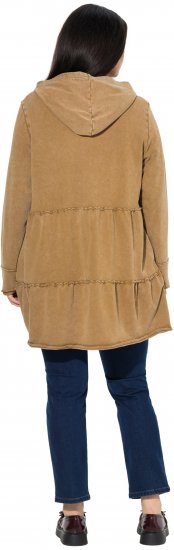 Ulla Popken Tiered Flounce Panel Zip Up Hoodie Mocha Brown - Mikiny & mikiny s kapucí - 
