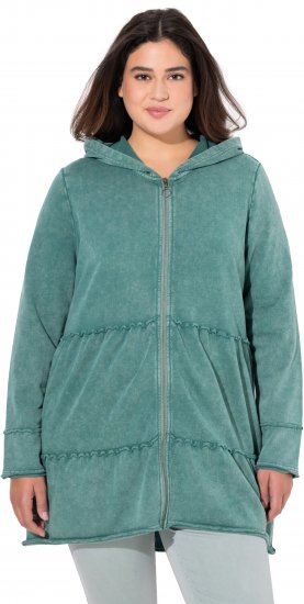 Ulla Popken Tiered Flounce Panel Zip Up Hoodie Green - Mikiny & mikiny s kapucí - 