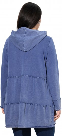 Ulla Popken Tiered Flounce Panel Zip Up Hoodie Atlantic Blue - Mikiny & mikiny s kapucí - 