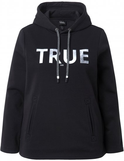 Ulla Popken TRUE Lettering Hoodie Black - Mikiny & mikiny s kapucí - 