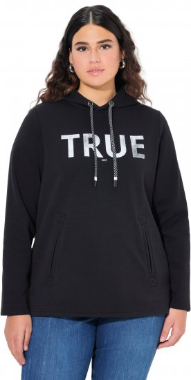 Ulla Popken TRUE Lettering Hoodie Black - Mikiny & mikiny s kapucí - 